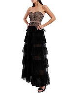 Strapless Lace & Tulle Gown