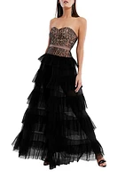 Strapless Lace & Tulle Gown