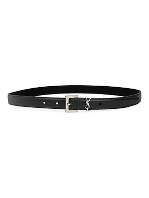Cassandre Thin Belt with Square Buckle Smooth Leather