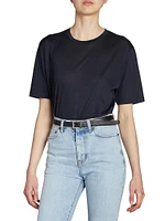 Cassandre Thin Belt with Square Buckle Smooth Leather