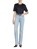 Cassandre Thin Belt with Square Buckle Smooth Leather