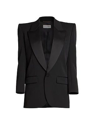 Single-breasted Tuxedo Jacket Grain De Poudre