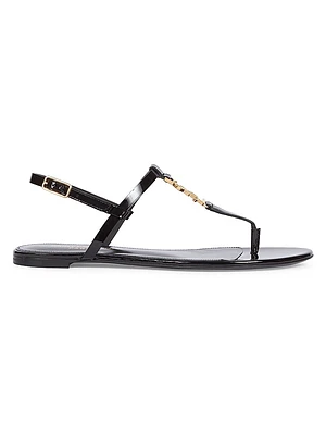 Cassandra Patent Leather Slingback Thong Sandals