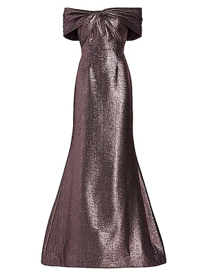 Off-The-Shoulder Metallic Gown