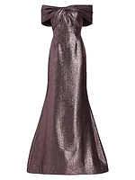 Off-The-Shoulder Metallic Gown