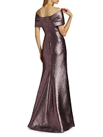 Off-The-Shoulder Metallic Gown