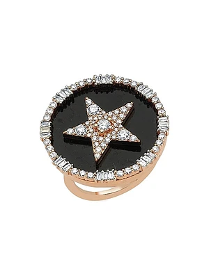 Star Light Sirius 14K Rose Gold, 1.43 TCW Diamond, & Enamel Ring