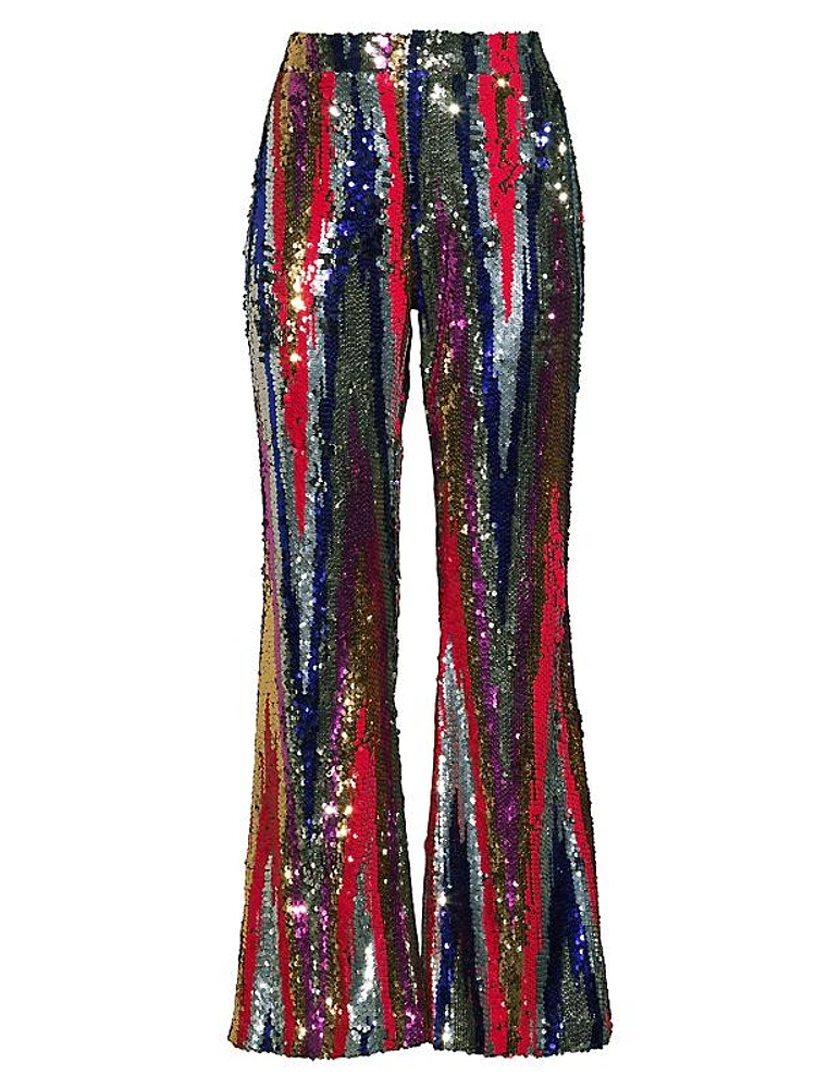 Kelly Sequin High-Waist Flared Trousers