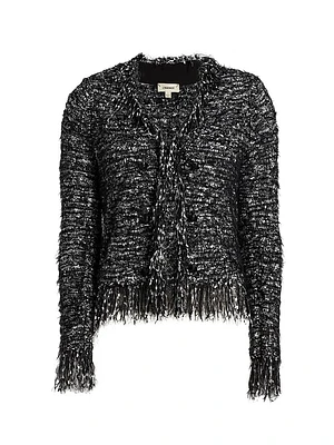 Knit Fringe-Trim Cardigan