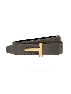 T Logo Leather Reversible Belt