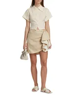 Sela Draped Linen Miniskirt