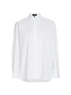 Classic Cotton-Blend Button-Front Shirt
