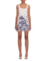 Le Sable Floral Beaded Minidress