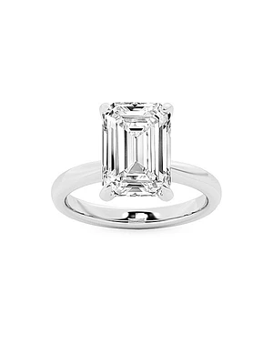 14K White Gold & 5.5 TCW Emerald-Cut Lab-Grown Diamond Solitaire Ring