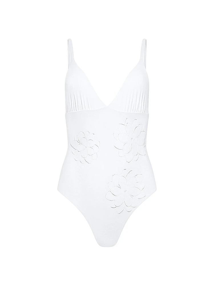 Catherine With Floral Applique Swimsuit