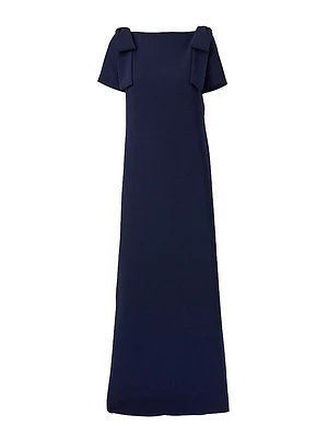 Short-Sleeve Bow-Embellished Gown