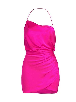 Silk Draped Cowl Minidress
