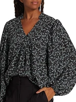 Night Floral Silk Blouse