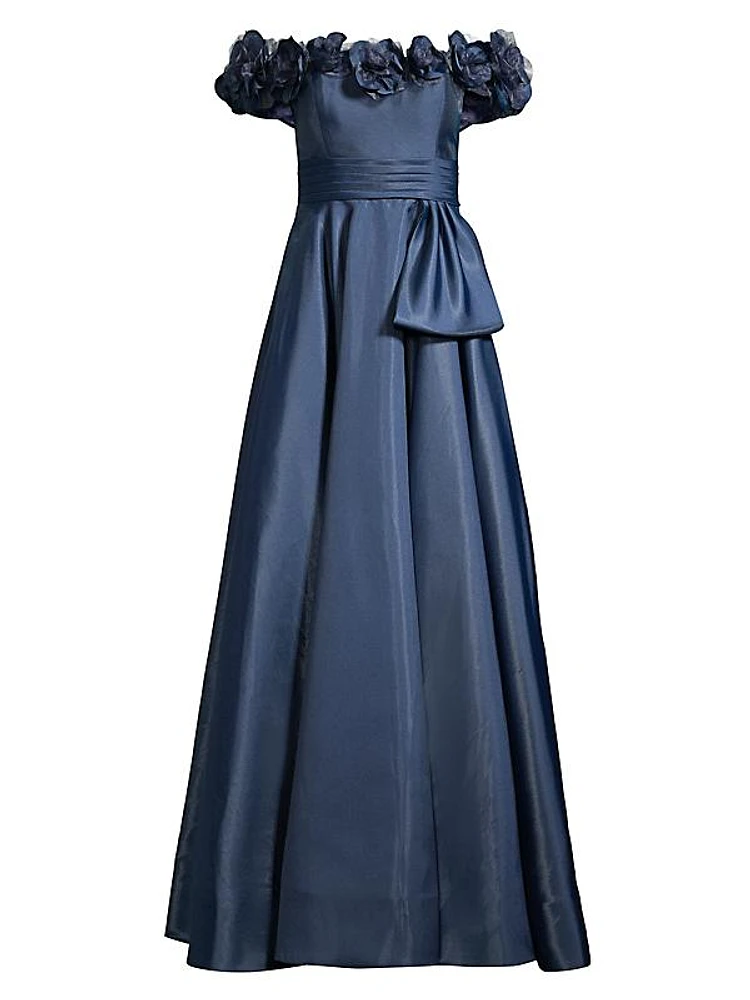 Petaled Off-The-Shoulder Gown
