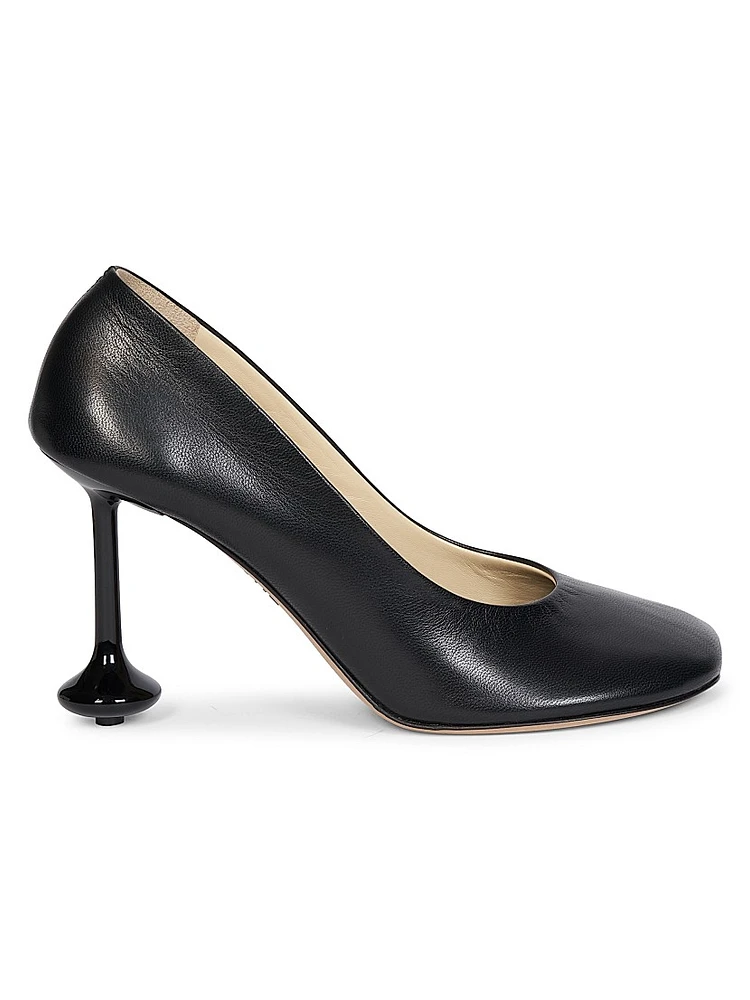 Square-Toe Leather Pumps