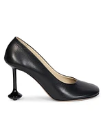 Square-Toe Leather Pumps