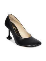 Square-Toe Leather Pumps