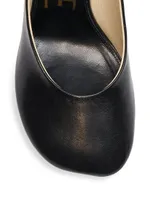 Square-Toe Leather Pumps