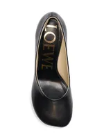 Square-Toe Leather Pumps