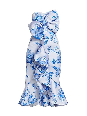Stephanie Floral Bow Midi-Dress