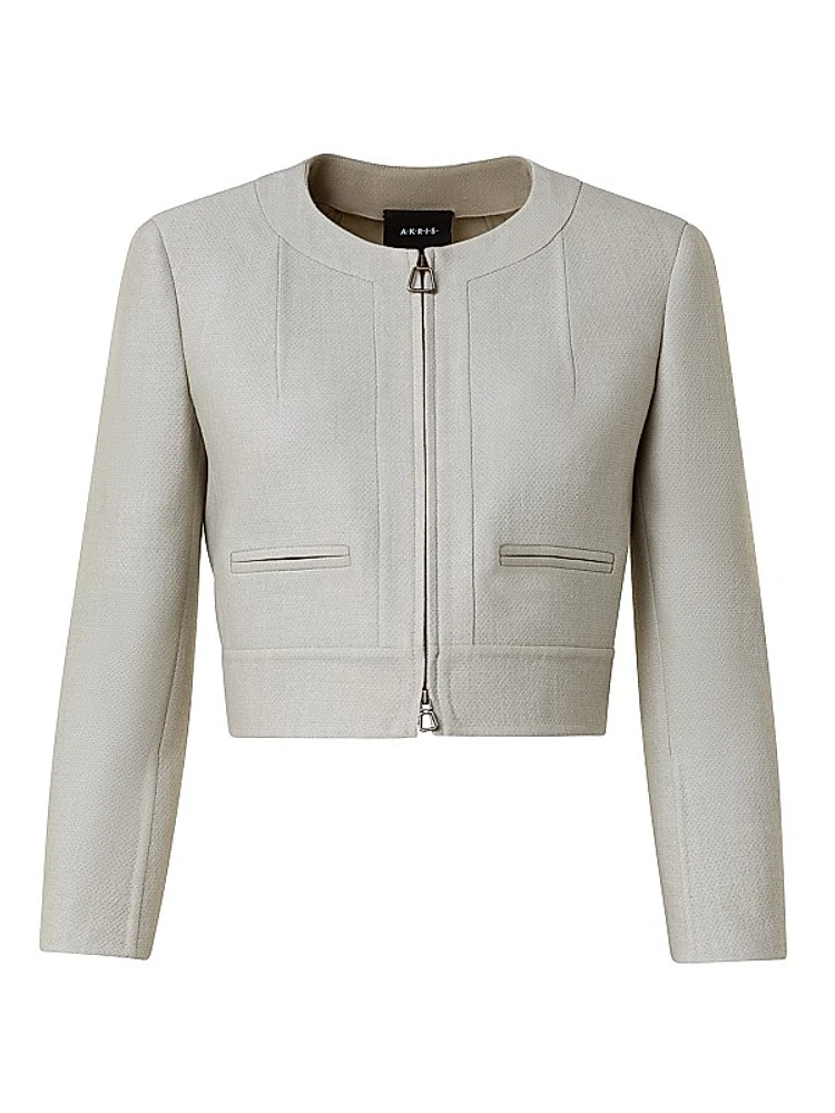 Wool Crêpe Short Zip Jacket