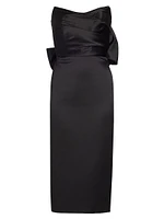 Duchess Satin Bow-Back Midi-Dress