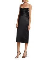 Duchess Satin Bow-Back Midi-Dress
