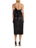 Duchess Satin Bow-Back Midi-Dress