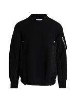 Sponge Sweat Mixed-Media Twill Sweater