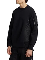 Sponge Sweat Mixed-Media Twill Sweater