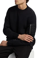 Sponge Sweat Mixed-Media Twill Sweater