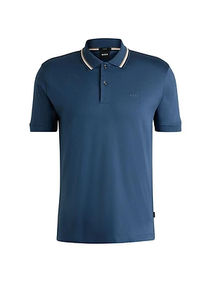 Slim-Fit Polo Shirt Cotton with Striped Collar