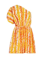 One-Shoulder Printed Minidress