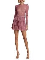 Monique Belted Metallic Knit Minidress