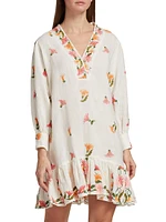 Amalia Floral-Embroidered Minidress