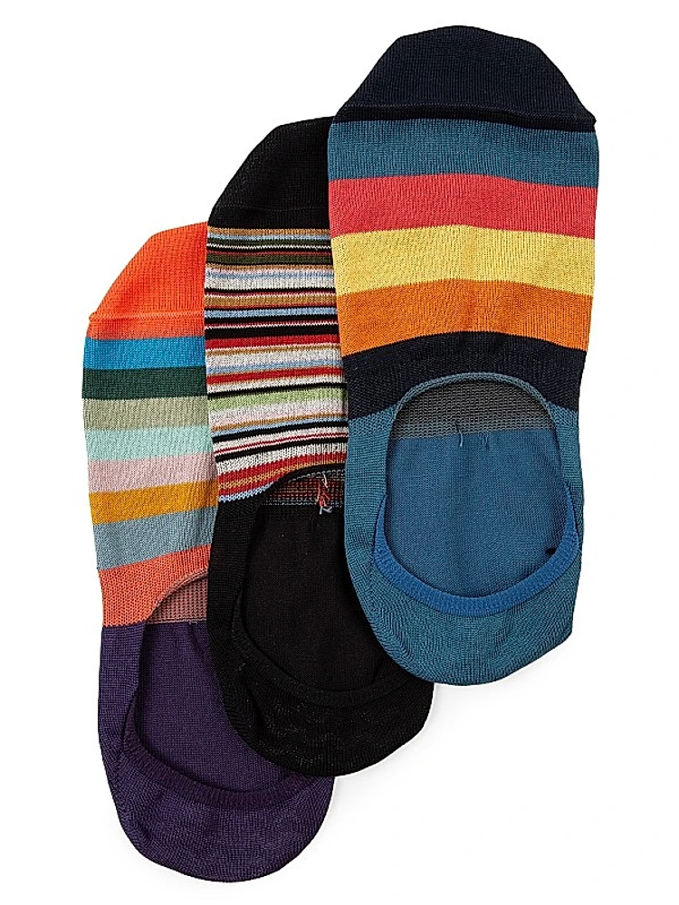 Striped No-Show 3-Piece Socks Set