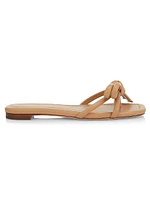 Hadley Leather Bow Flat Sandals