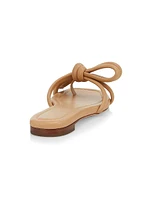 Hadley Leather Bow Flat Sandals
