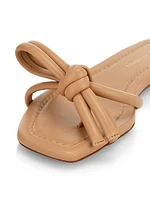 Hadley Leather Bow Flat Sandals