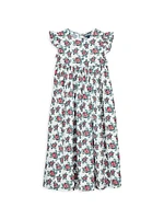 Little Girl & Girl's Turtle Print Voile Dress