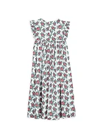 Little Girl & Girl's Turtle Print Voile Dress