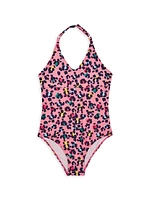 Little Girl's & Turtles Leopard Print One-Piece Swimsuit