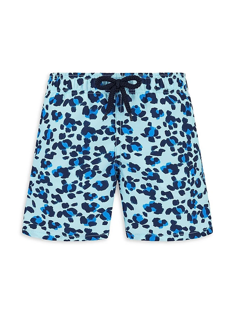 Little Boy's & Turtles Leopard Print Swim Trunks