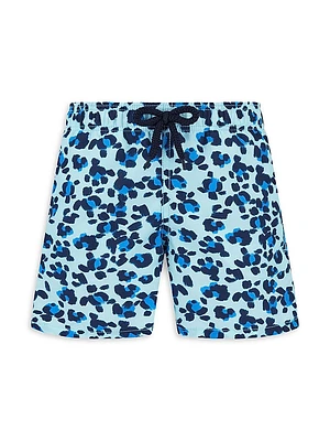 Little Boy's & Turtles Leopard Print Swim Trunks