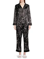 Leaf Print Long Pajama Set